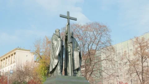 Monument to Cyril and Methodius creators of the Slavic alphabet Stock-Footage 164317844