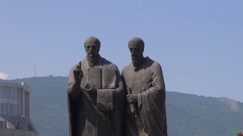 Monument to Cyril and Methodius Stock Footage 70619298