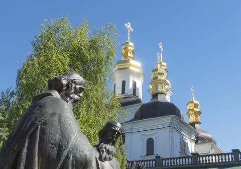 Monument to Cyril and Methodius in front of the Church of the Nativity of the Stock Photos