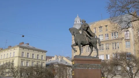 Monument to Danylo Halytsky Stock Footage 104629744