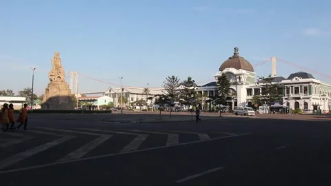Monument to the Dead of the First World War, and Maputo railway station Video stock 290363476
