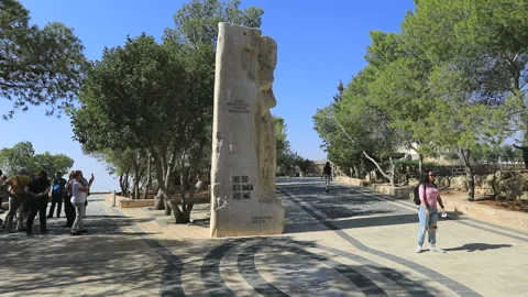 Monument dedicated to the visit of Pope John Paul II  Mount Nebo Stock Footage 223202948