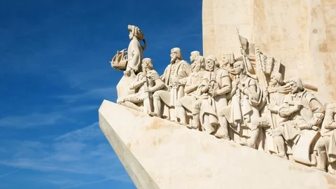 Monument to the Discoveries of the New World in Belem, Lisbon, Portugal. Stock Footage 109380545