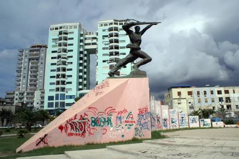 Monument in durres Stock Photos