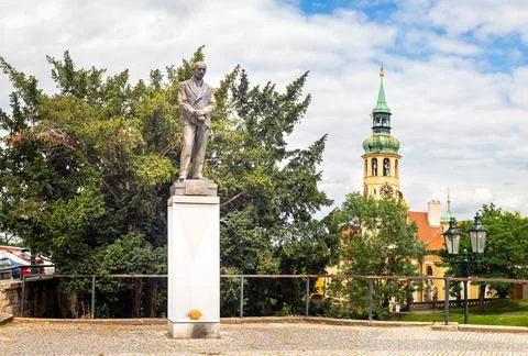 Monument to Edvard Benes, bronze statue of former Czechoslovak president Stock Photos