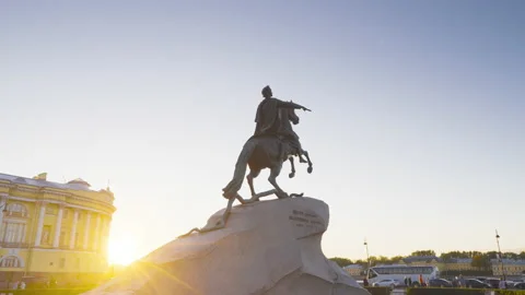 Monument of emperor Peter the great, bronze Horseman, Saint Petersburg, Russia Stock Footage 164716562