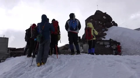 Monument to the Fallen climbers in the mountains Elbrus. Motivation. Stock Footage 69102351