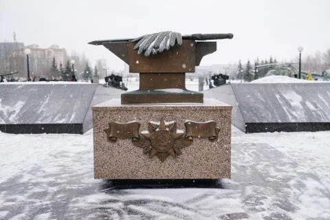 Monument to the fallen during the war in winter Kazan, Russia, Tatarstan Stock Photos