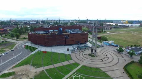 Monument to the Fallen Shipyard Workers of 1970 //AERIAL FOOTAGE// Stock Footage 61730535