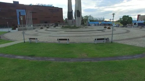 Monument to the Fallen Shipyard Workers of 1970 //AERIAL FOOTAGE// 03 Stock Footage 61751673