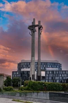 Monument to the Fallen Shipyard Workers in Gdansk Poland Stock Photos