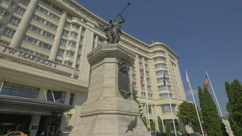 Monument to the Firemen Division of Bucharest Stock Footage 88033001
