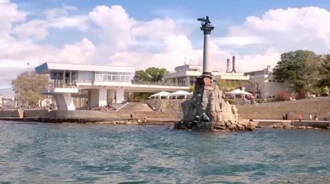 Monument to the flooded ships. 스톡 동영상 47259108