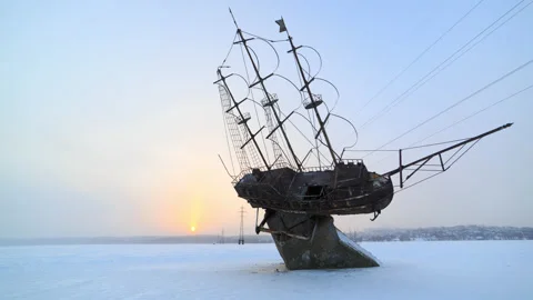 Monument to the founder of the Russian fleet Peter 1 Stock Footage 139709750