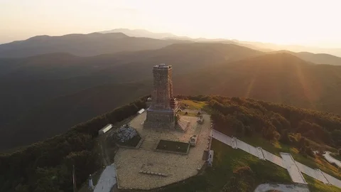 The monument of freedom "Shipka" at sunset  - St. Nikola peak Stock Footage 113570499