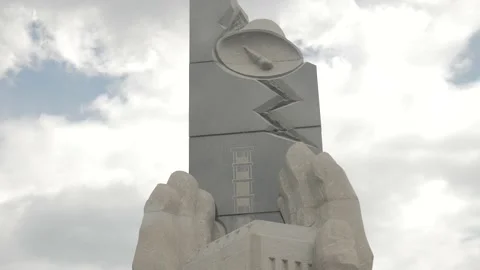 Monument in front of the Chernobyl station Stock Footage 194481924