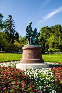 Monument to the great Austrian composers Lanner and Strauss in Baden near Vie Stock Photos