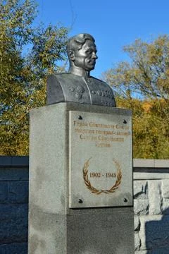 Monument to hero of Soviet Union S. S. Guryev. Kaliningrad, Russia Stock Photos
