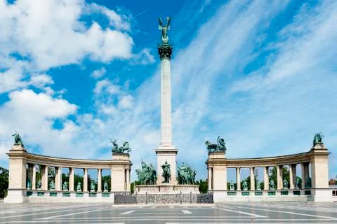 Monument on the Heroes' Square in Budapest. Stock Photos
