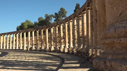 Monument in Jerash, columns Stock Footage 83446490