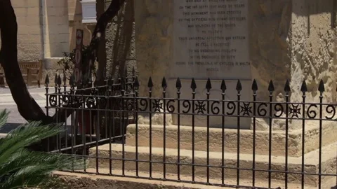 Monument to John Bathurst Thomson in Upper Barrakka gardens Stock Footage 84756951