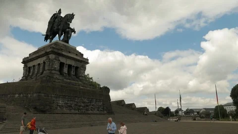 Monument to Kaiser Wilhelm, at Koblenz Stock Footage 111073708