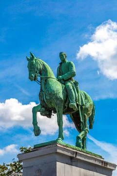 Monument of a king Albert  in Brussels. Stock-Fotos