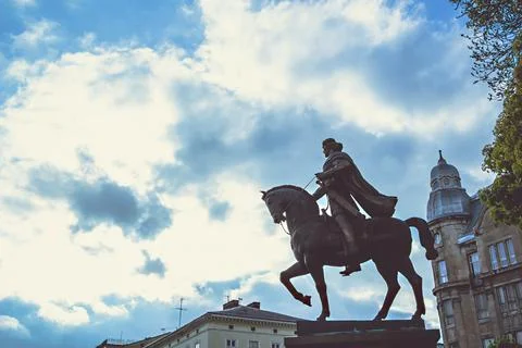Monument to King Danilo Galitsky - side profile Stock Photos