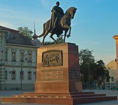 Monument of King Peter at the main square in Zrenjanin, Serbia Stock Photos
