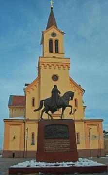 Monument of King Peter at the main square in Zrenjanin, Serbia Stock Photos