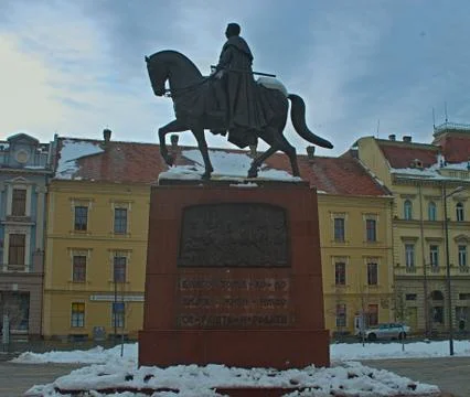 Monument of King Peter at the main square in Zrenjanin, Serbia Stock Photos