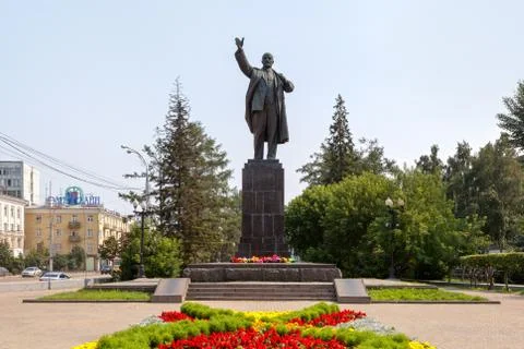 Monument to Lenin in Irkutsk Stock Photos