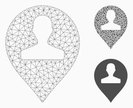 Monument Marker Vector Mesh 2D Model and Triangle Mosaic Icon Illustrazione stock