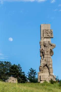 Monument with the moon Stock Photos