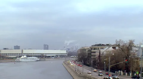 Monument on the Moskva River Stock Footage 45146150