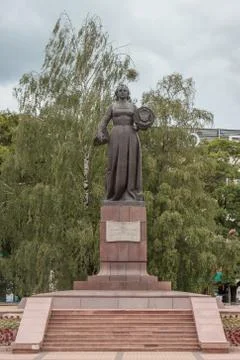 Monument "Mother Russia" installed in the park at the intersection of Teatral Stock Photos