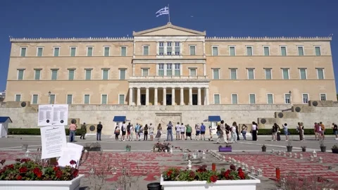 Monument to the names of the victims of Tempi - June 1, 2026 - 4K Vídeo Stock 336172579