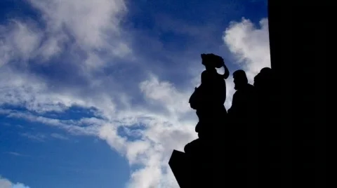 Monument with navigators statues in Lisbon Stock Footage 111405