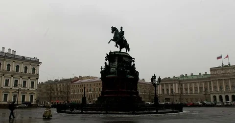 Monument to Nicholas I, historical centre of the city, Saint Petersburg, Russia Stock Footage 71224748