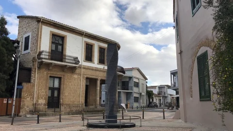 Monument with an old architecture building at the Back Stock Footage 90953595