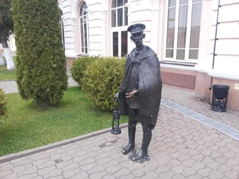 Monument to old train station worker Stock Photos