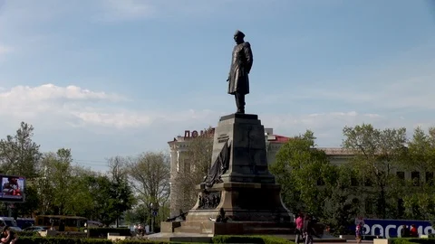 Monument to outstanding Russian naval commander Nakhimov. Sculptor Schroeder. Stock Footage 126625813