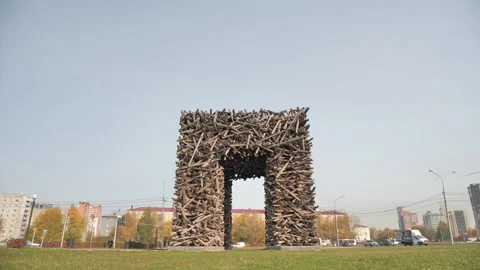 Monument Perm Gate in the city of Perm Video stock 144752448