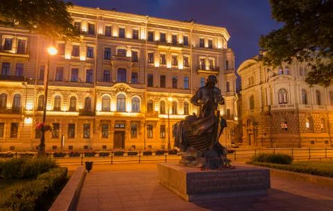Monument of Peter First 1 at night in Saint-Petersburg, Russia Stock Photos