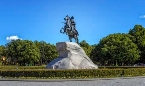 Monument to Peter the first. View the Bronze Horseman monument in the Senate  Stock Photos