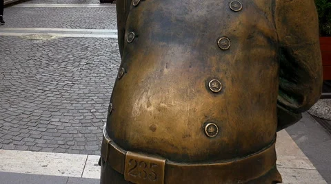 Monument policeman in Budapest. Stock Footage 65297621