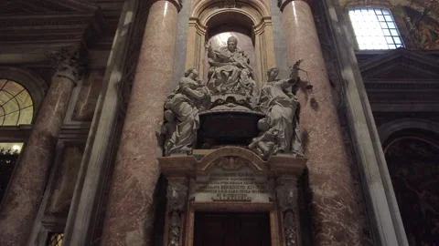 The monument to Pope Benedict XIV in St Peter's Basilica, Rome Stock Footage 159962247