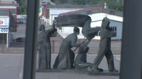 Monument to Red Army men Stock Footage 1806298
