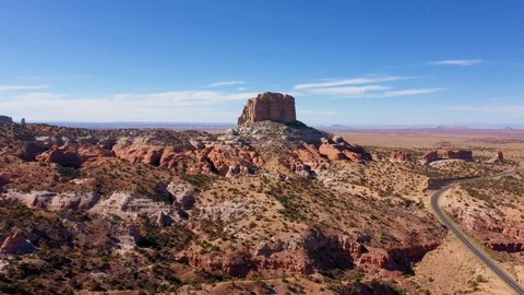Monument Rock Massive Of Red Orange Cliffs In Desert Western Usa Aerial View Stock Footage 120461472