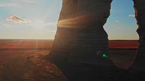 Monument rocks chalk pyramids rock formation in lewis, kansas Stock Footage 257470889